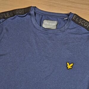 Lyle & Scott T-Shirt Mens L Navy Logo Taped Shoulder Short Sleeve TS1360SP